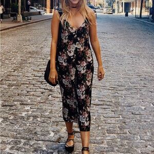 Reformation Black Floral Wide-Leg Jumpsuit